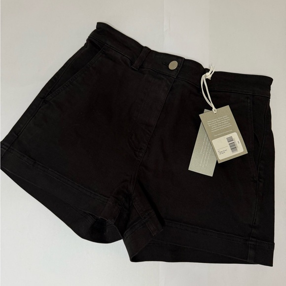 Brand New NWT Everlane Way-High Shortie Black High Waisted Stretch Denim Shorts - Picture 4 of 6